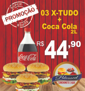 3 X-Tudo com Coca Cola 2L