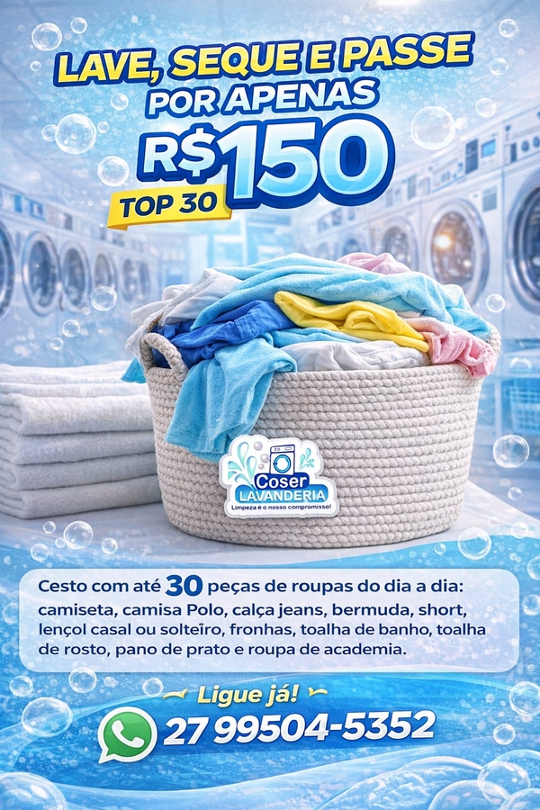 Lave, Seque e Passe 30 Peças