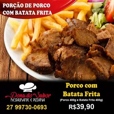 Porção de Porco com Batata Frita