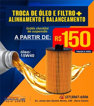 Troca de Óleo e Filtro + Alinhamento e Balanceamento